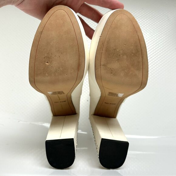 Dolce Vita Boot 9  Liv Off White Leather Studded Ankle Platform - Picture 7 of 12